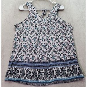 Absolutely Famous Tank Top Women Large Multi Paisley Polyester Sleeveless V Neck
